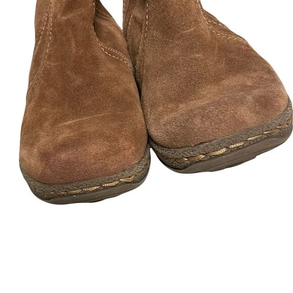 BARETRAPS Eventura Moccasin Style Suede Winter Boots Faux Fur Boho Brown Cream 7 - Picture 9 of 11